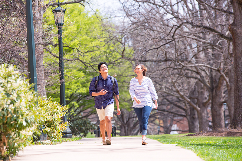students walking on grounds